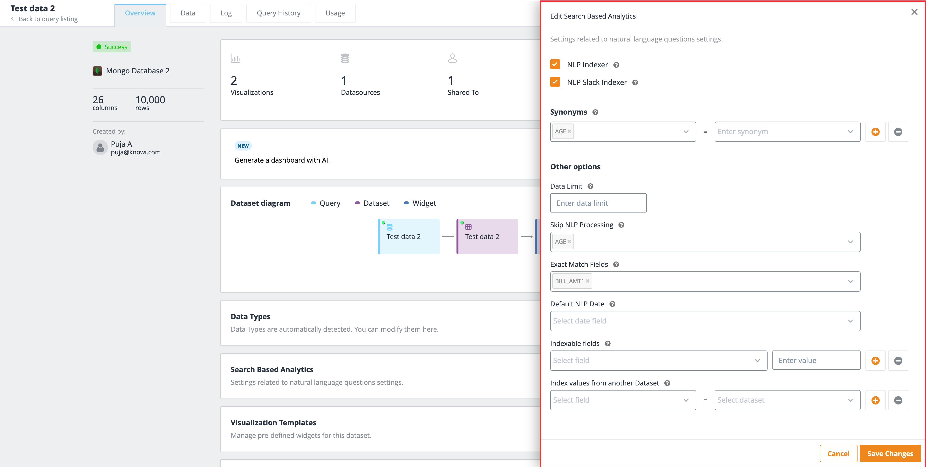 Search Based Analytics - Save Changes