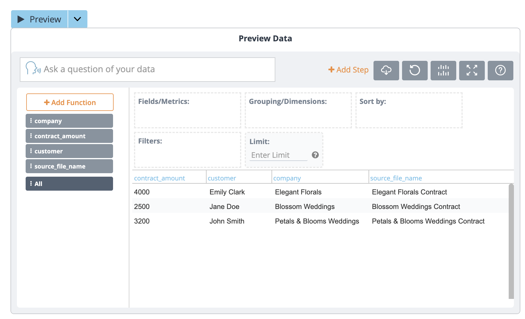 Get Data from Documents - Preivew Output