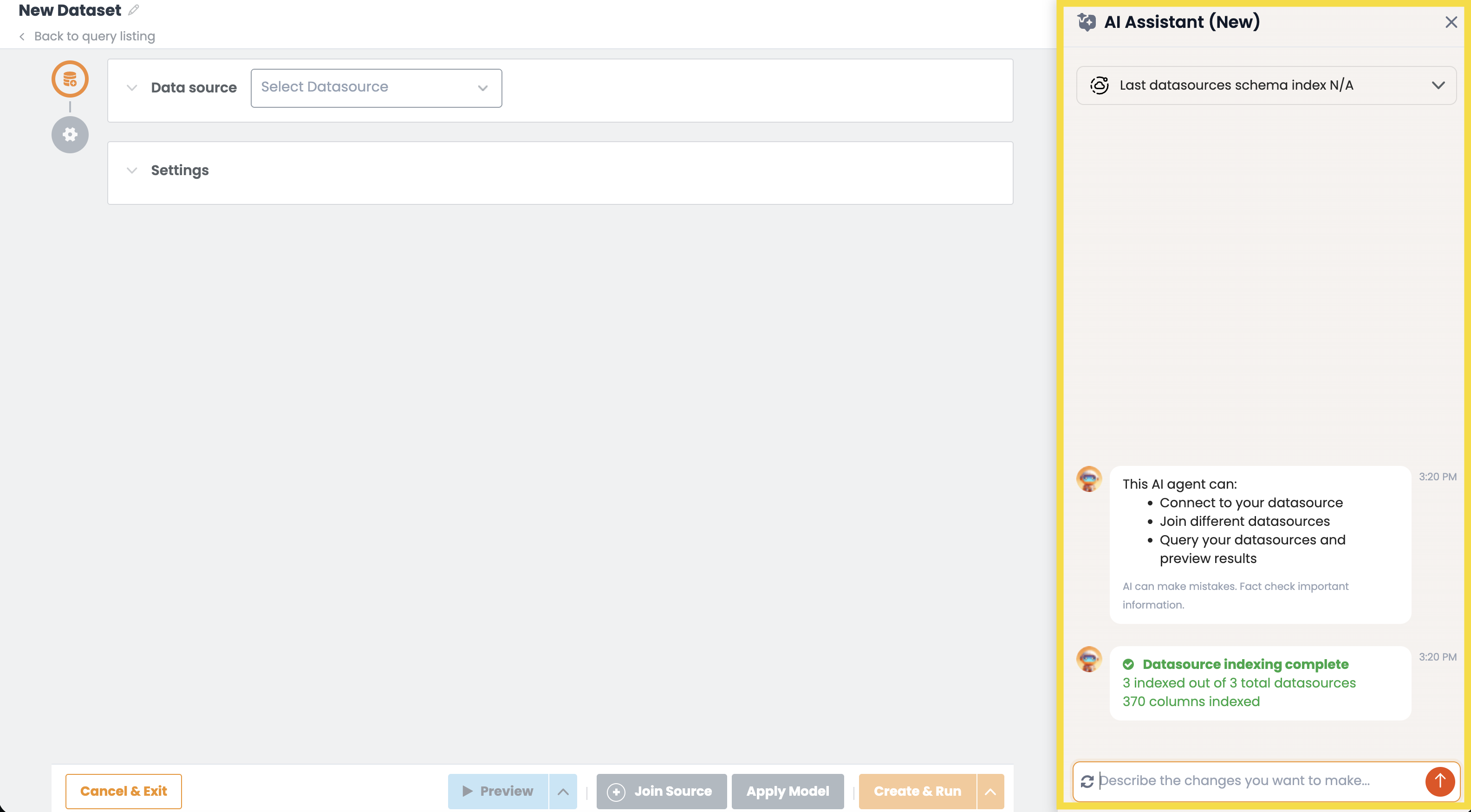 AI Assistant panel indexing complete